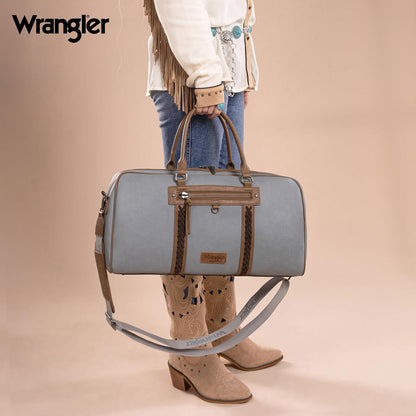 Wrangler Travel Duffel Bag Large Weekender Bag for Women Designer Carry on Overnight Bag for Trips Leather Luggage Bag Jean WG185-5110JN