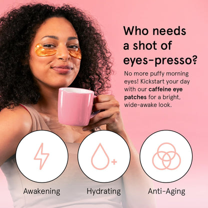 grace & stella Caffeine Under Eye Patches - Awakening Eye Patches for Puffy Eyes and Dark Circles - Under Eye Mask Patches with Niacinamide & Hyaluronic Acid - Vegan, Cruelty-Free (Bronze, 24 Pairs)