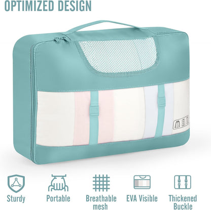 Veken 10 Set Packing Cubes for Travel Essential, Suitcase Organizer Bags in 4 Sizes, Carry-On Luggage Accessories with Large Laundry & Hanging Toiletry Bag, Must-Have for Airplane, Road Trip & Camping