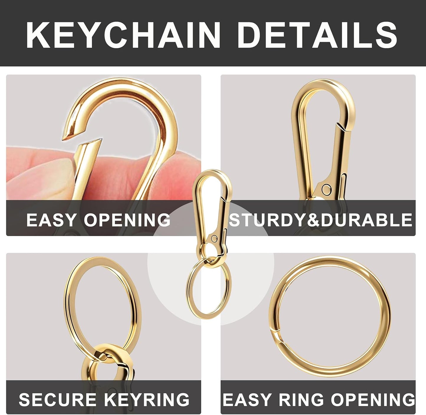 Keychain Keyring Set for Men Women Classic Metal Home Car Key Holder Organizer Portable Carabiner Clip Accessories 2PCS