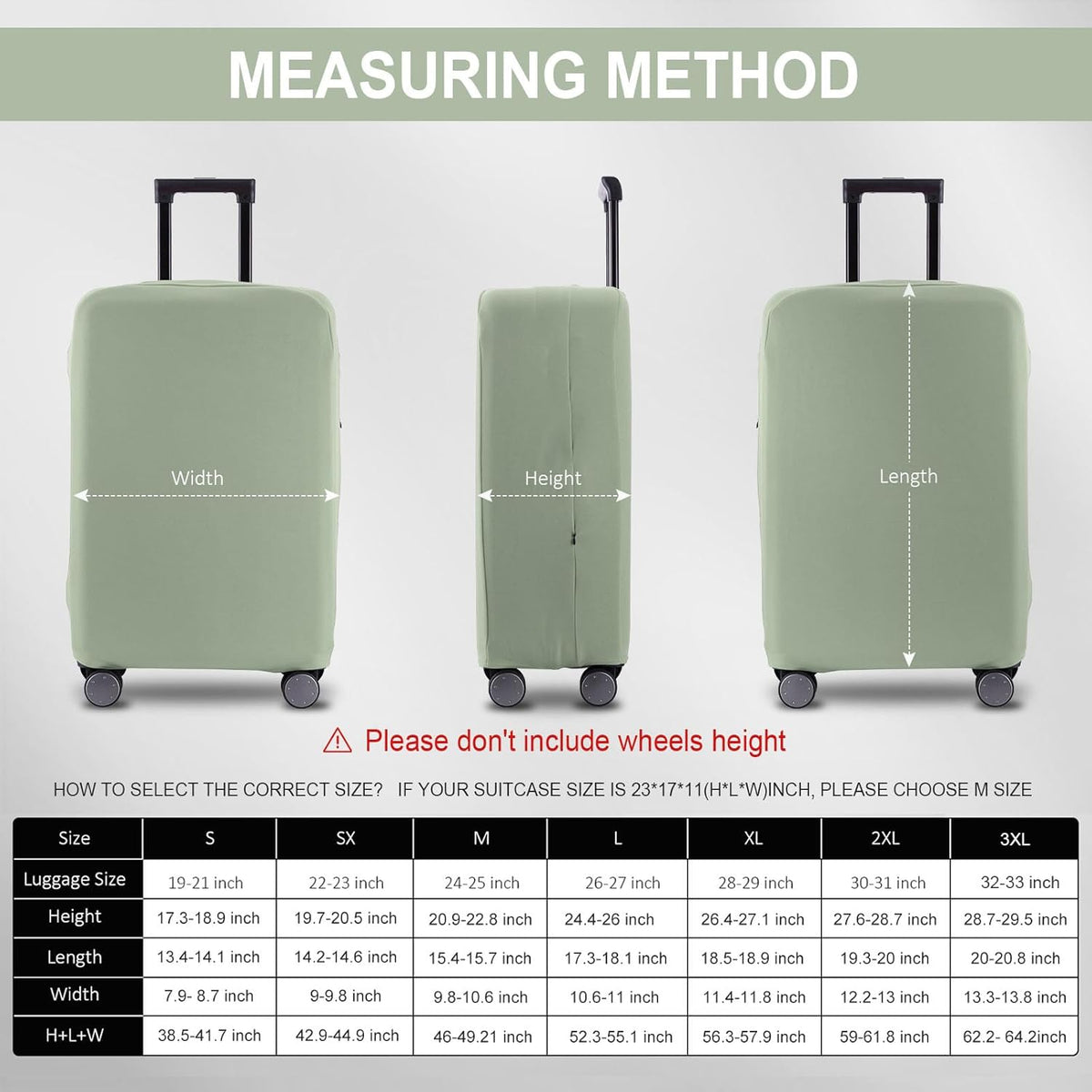 Travel Luggage Cover Suitcase Protector Scratch-Resistant Fit 19-31 Inch Suitcase, Not Included Suitcase (Cyan, SX(22-23 inch))