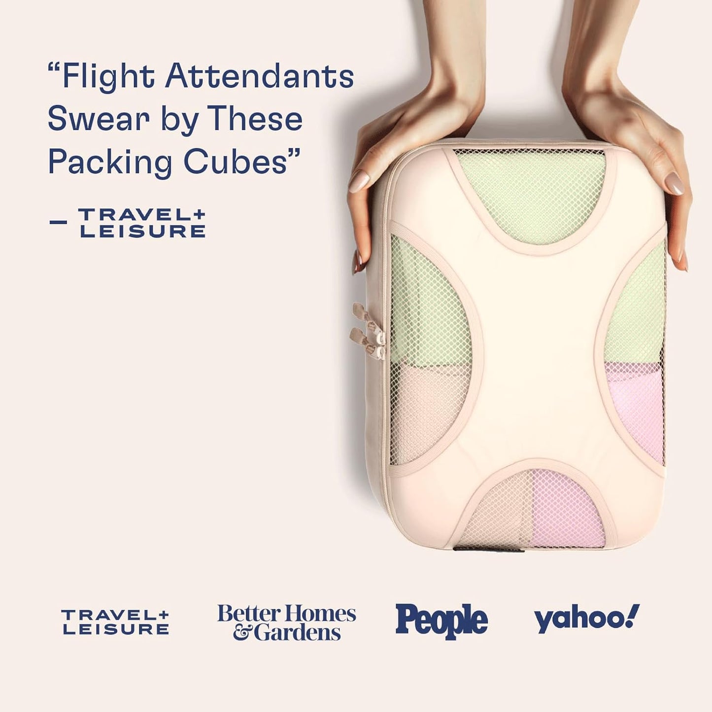 Shacke 8 Set Packing Cubes for Travel Lightweight Luggage Organizer (Cream)