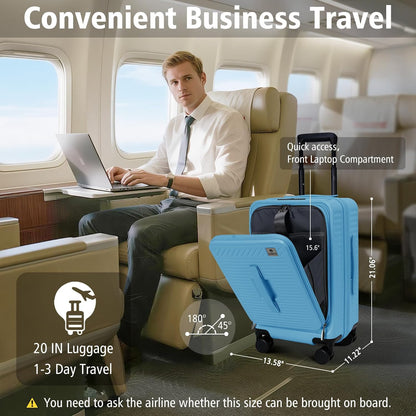 20 Inch Luggage with Spinner Wheels,Expandable Front Opening Suitcase 100% PC Hard Shell TSA Lock, Smooth Rolling Wheels, Lightweight Travel for Men and Women, Y03 Yellow Slightly Larger