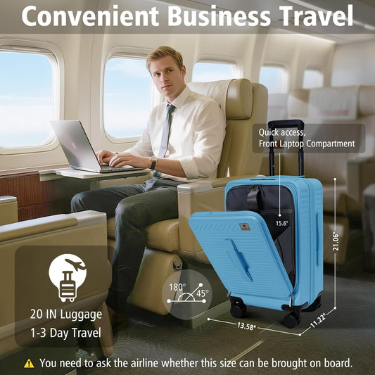 20 Inch Luggage with Spinner Wheels,Expandable Front Opening Suitcase 100% PC Hard Shell TSA Lock, Smooth Rolling Wheels, Lightweight Travel for Men and Women, Y03 Yellow Slightly Larger