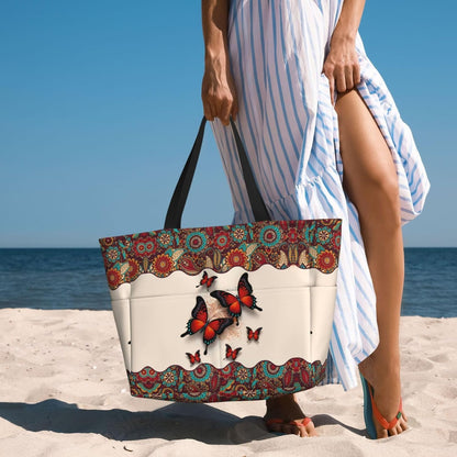 Beach Bag for Women Beach Tote Bag Waterproof Sandproof Large Bags with Zipper Big Capacity for Vacation Travel