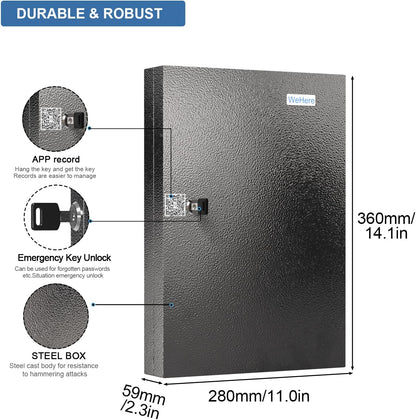 32 Key Cabinet Organizer, Lock Box, Security Storage for Valets, Hotels, Car and House Keys, Key Keeper Box - Black