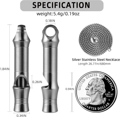 TISUR Titanium Emergency Whistle,EDC Safety Whistles Necklace Loud up to 120db,Survival Whistles for Survival,Hiking,Camping,Pets Training