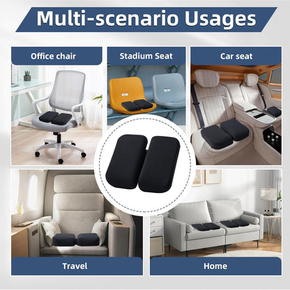 Adjustable Seat Cushion, Memory Foam Seat Cushion for Office Chair, Car Seat Cushion, Foldable Travel Cushion for Tailbone Pain, Sciatica Pain Relief, Lifting Cushion for Sitting, Resting, Traveling