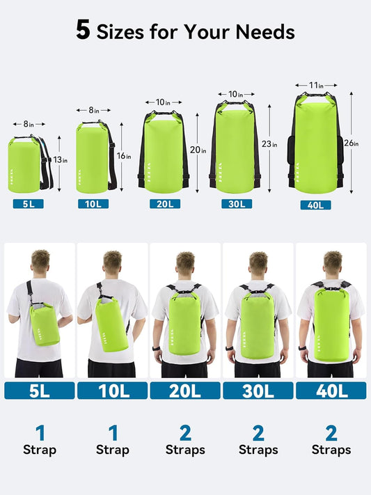 HEETA Waterproof Dry Bag for Women Men(Upgraded Version) 5L/10L/20L/30L/40L Roll Top Lightweight Dry Storage Bag Backpack with Emergency Whistle for Travel, Swimming, Boating, Kayaking, Camping, Beach