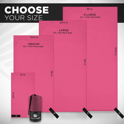 ScorchedEarth Microfiber Travel & Sports Towel Set - Quick Dry, Super Absorbent, Compact, Lightweight - for Camping, Backpacking, Hiking, Beach, Yoga, Swimming - Includes 2 Sizes + Carrying Bag & Clip