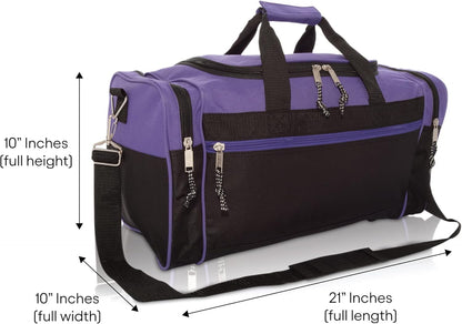 DALIX 21" Blank Sports Duffle Bag Gym Bag Travel Duffel with Adjustable Strap in Purple