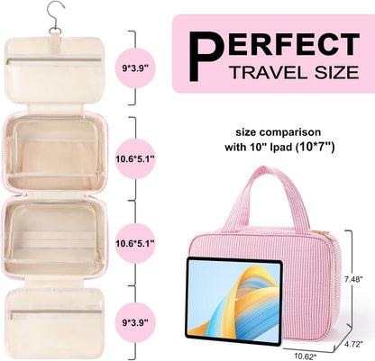 TOPEAST Travel Toiletry Bag - Hanging Toiletry Bag for Women, Large Capacity Personalized Travel Toiletry Bag and Makeup Bag, Portable Travel Organizer for Toiletries, Shampoo, Cosmetics - Letter C