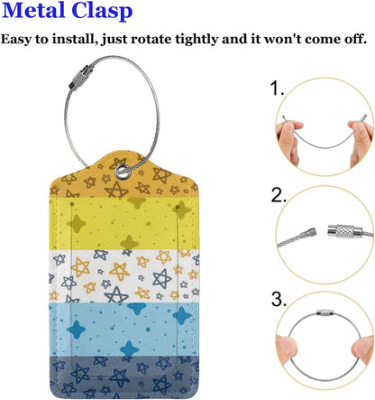 Fun Luggage Tags for Suitcases Leather Name Tag for Luggage Cute Travel Baggage Tags for Carnival Cruise Ships with Funny Patter 2pcs (Star)