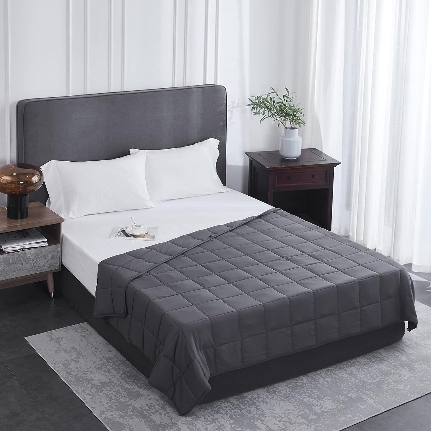 Weighted Blanket 20lbs 48"x72" Cooling Breathable Heavy Blanket Microfiber Material with Glass Beads for Adult All-Season Summer Fall Winter Soft Thick Comfort