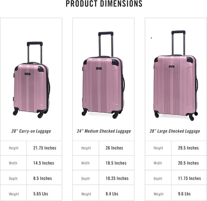 Kenneth Cole REACTION Out of Bounds Lightweight Hardshell 4-Wheel Spinner Luggage, Blush, 28-Inch Checked