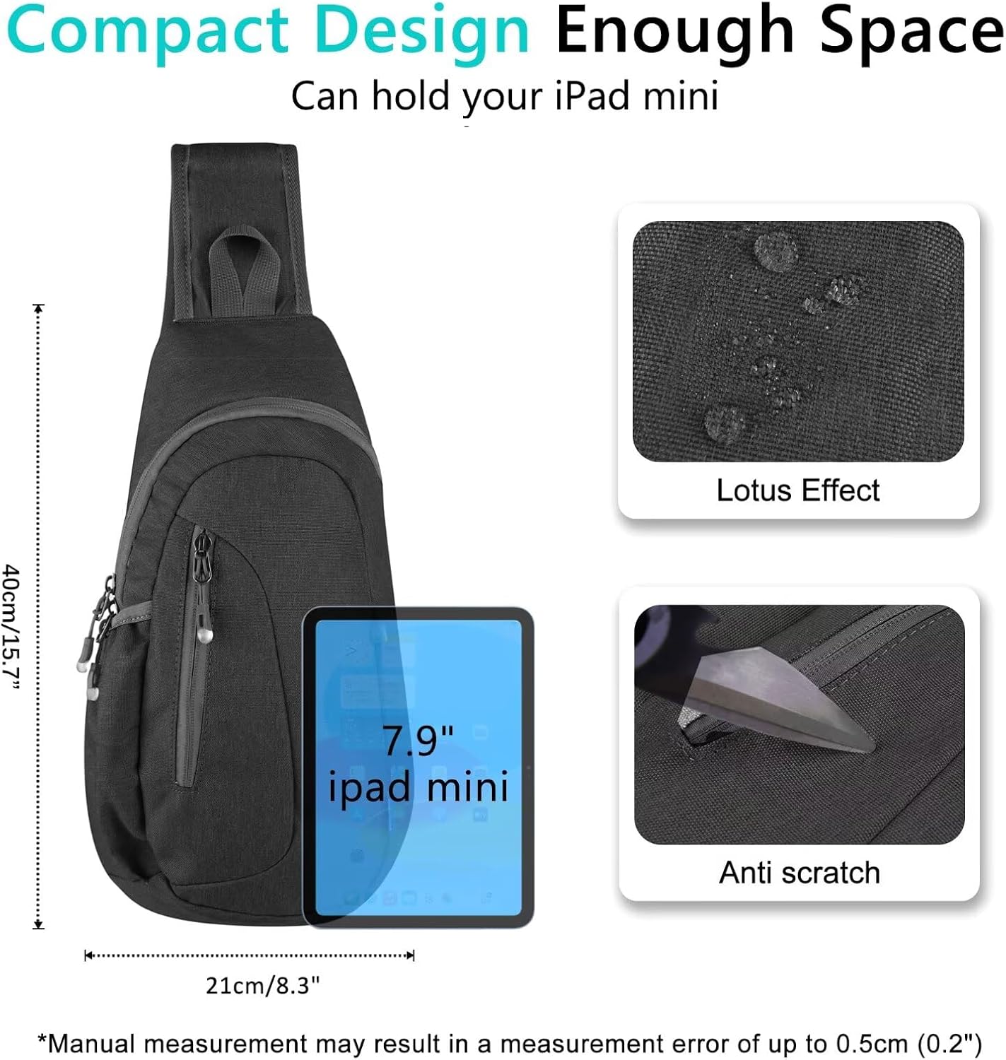 TITECOUGO Small Sling Bag, Lightweight Crossbody Backpack for Men Women, Shoulder Bag for Sports and Outdoor