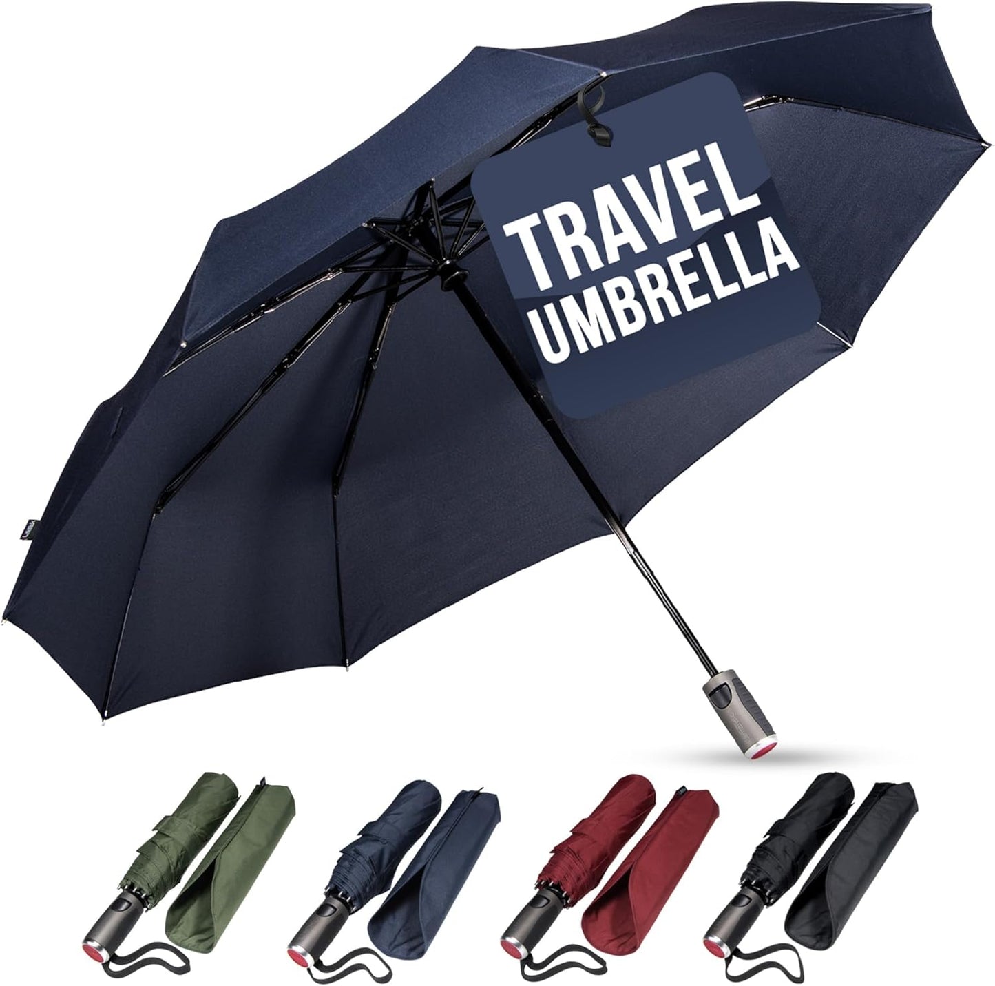 LifeTek Premium Travel Umbrella - Windproof & Compact for Men & Women, Automatic Open Close, Fits in Purse Laptop Bag or Backpack, Strong Frame for Heavy Rain & Sun UV Protection