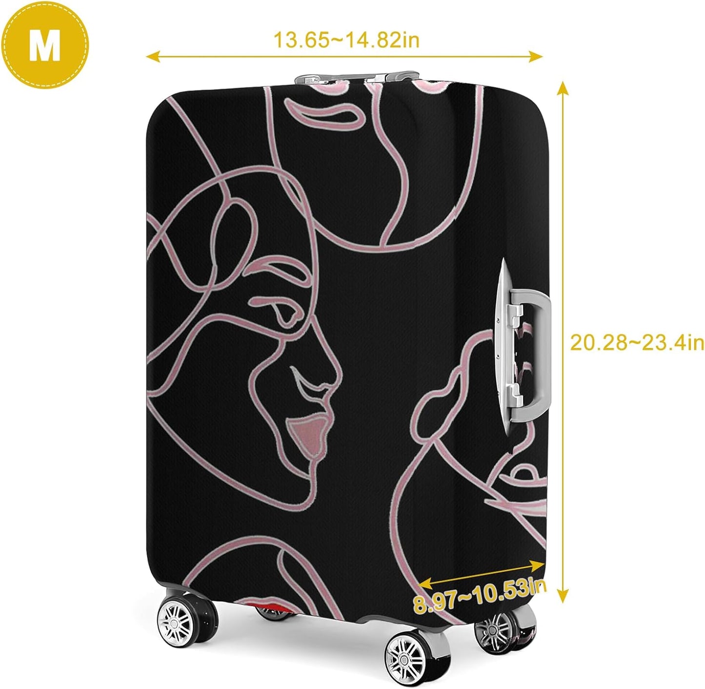 24 Inch PVC Luggage Protector Covers for TSA Approved Clear Suitcase Cover Protector Transparent Luggage Protective Cover Set (Figure, Suitable for 23"-24")