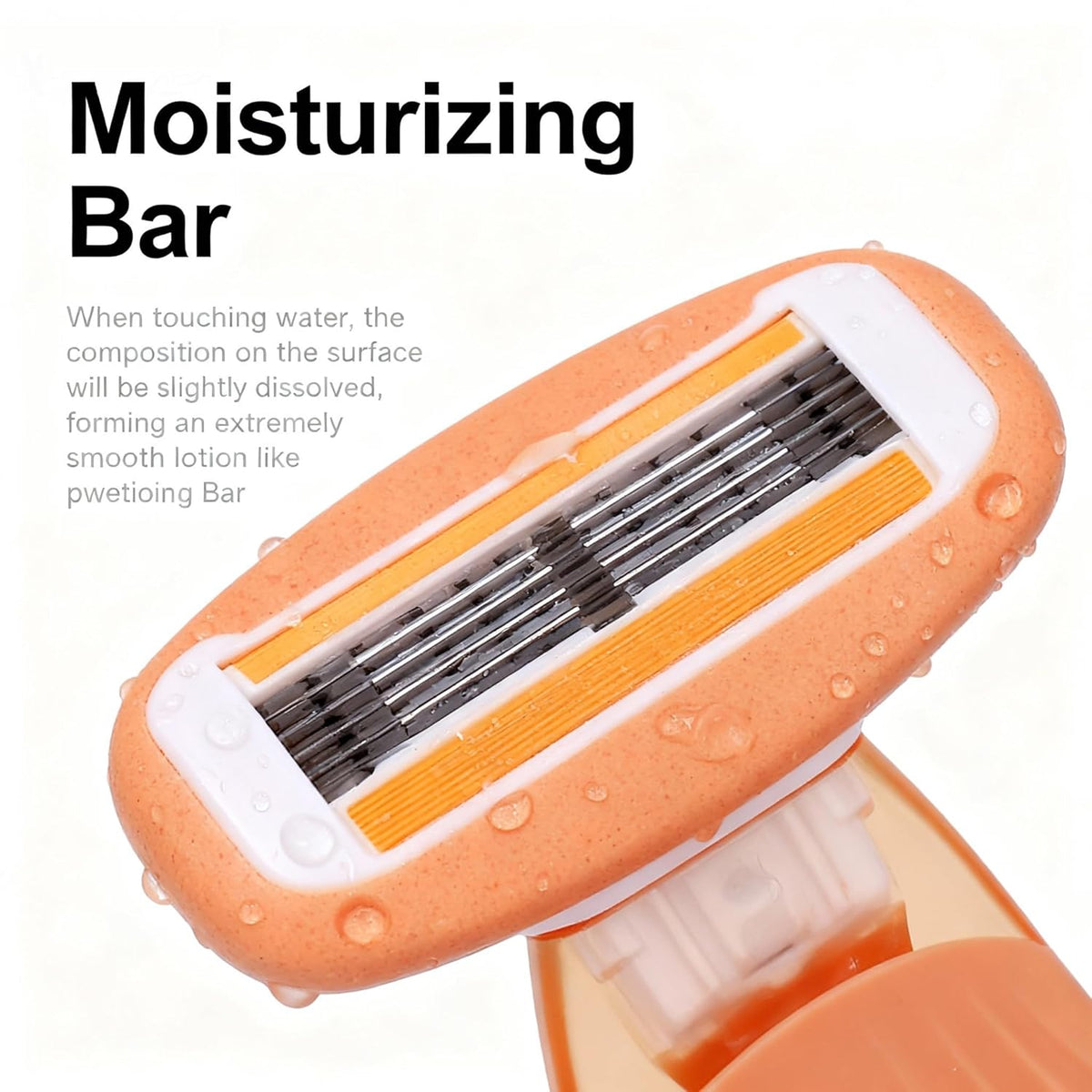 Mini Travel razor Kit for women with moisturizing bar - 1 Handle and 3 Cartridges - Extra Smooth 5-blade With Case for Close Shaving - Orange