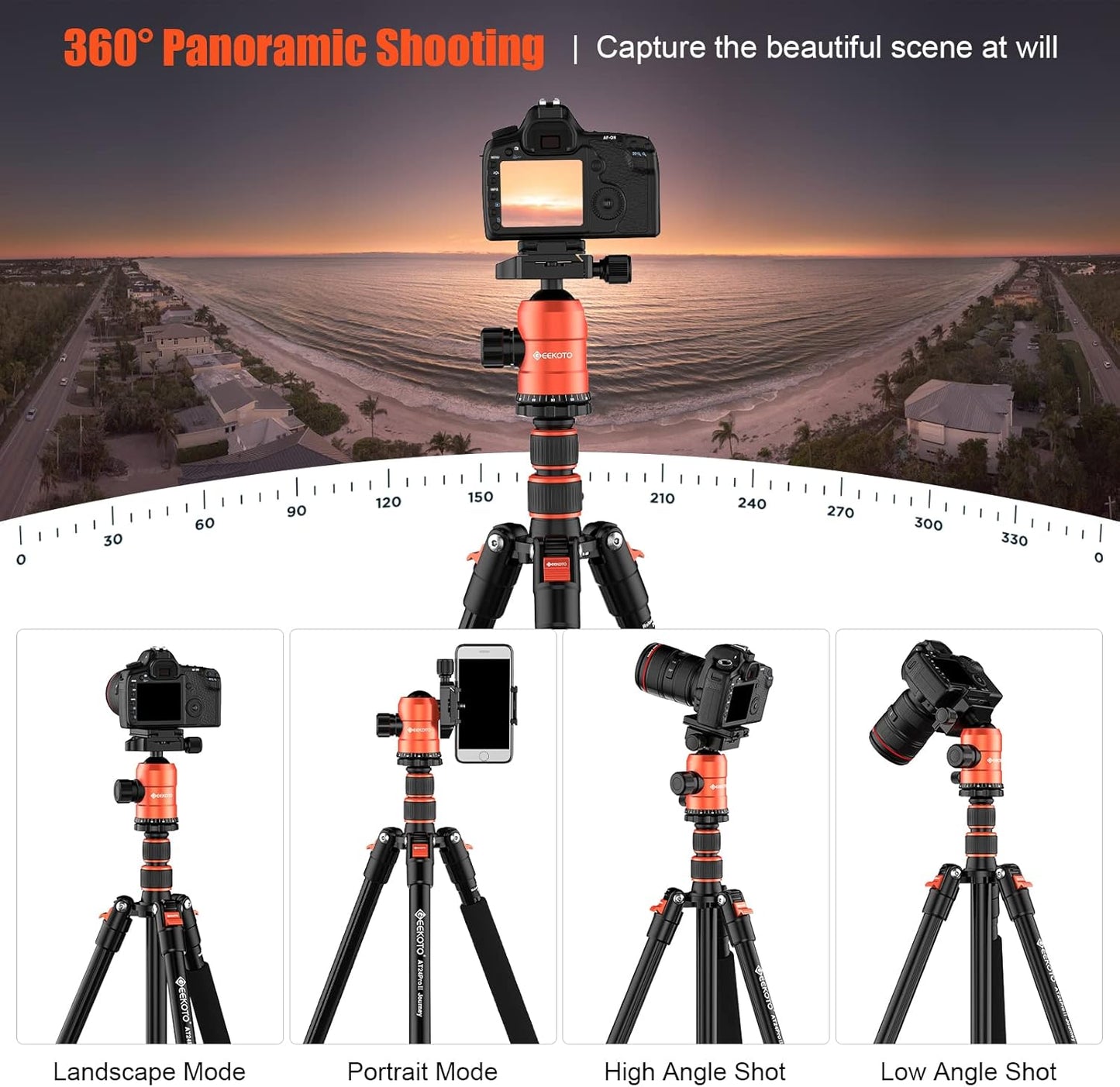 [Upgrade Version] GEEKOTO 77'' Aluminum Camera Stand & Monopod, Foldable Travel Gear with 360° Ball Head and Quick Release Plate for DSLR, Work, and Content Creation