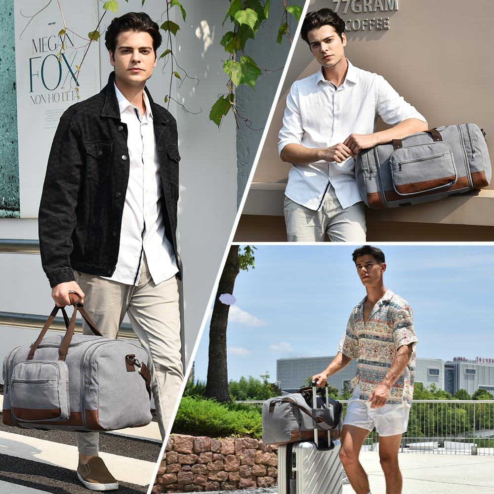 Dimayar Expandable Duffle Bag for Men, 50L Large-Capacity Weekender, Water-Resistant Mens Duffle Bags for Traveling, Lightweight & Durable Overnight Carry-On, Versatile Gym and Travel Bag