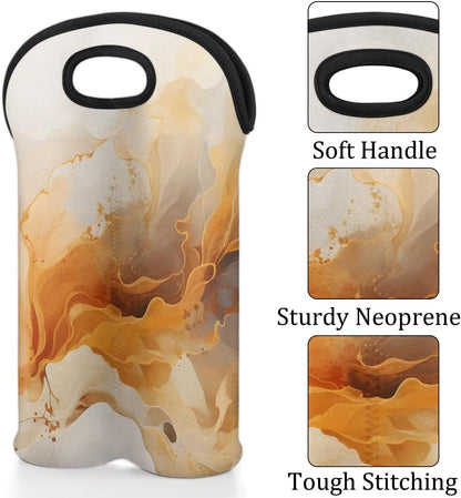 Wine Carrier Tote Personalized Bag for 2 Bottles - Neoprene Wine Bottle Holder with Carry Handle, Wine Protective Bag Insulated Bag Beer Cans Water Bottle Holder for Travel Picnic,Style8