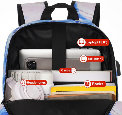 School Backpack,Classic Cute Bookbag Men and Teen Boy Schoolbag with USB Charging Port for High School College Office Work Travel