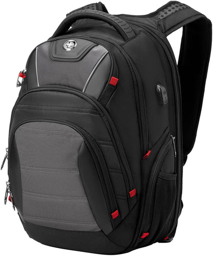 Swissdigital Design Men's Laptop Backpack for Man，Large Capacity Business Travel Backpack Black/Grey