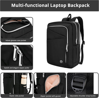 Swissdigital Design Laptop Backpack For Women，Travel Backpack With USB Charging Port，Fits 15.6 Inch School Computer Backpacks For Work Business,Platinum | KATY ROSE