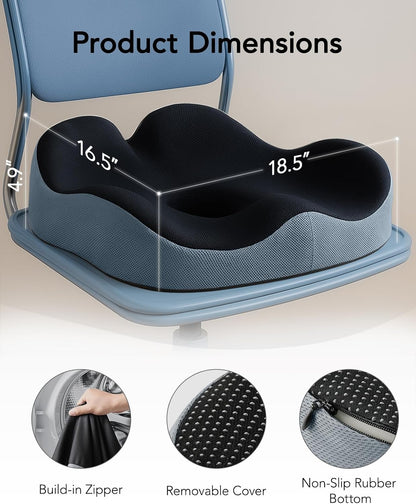 HUANUO Office Seat Cushion for Tailbone Support, High-Density Memory Foam Cushion, Breathable Coccyx Cushion, Non-Slip Bottom for Sciatica Relief, Perfect for Office, Car, and Wheelchair