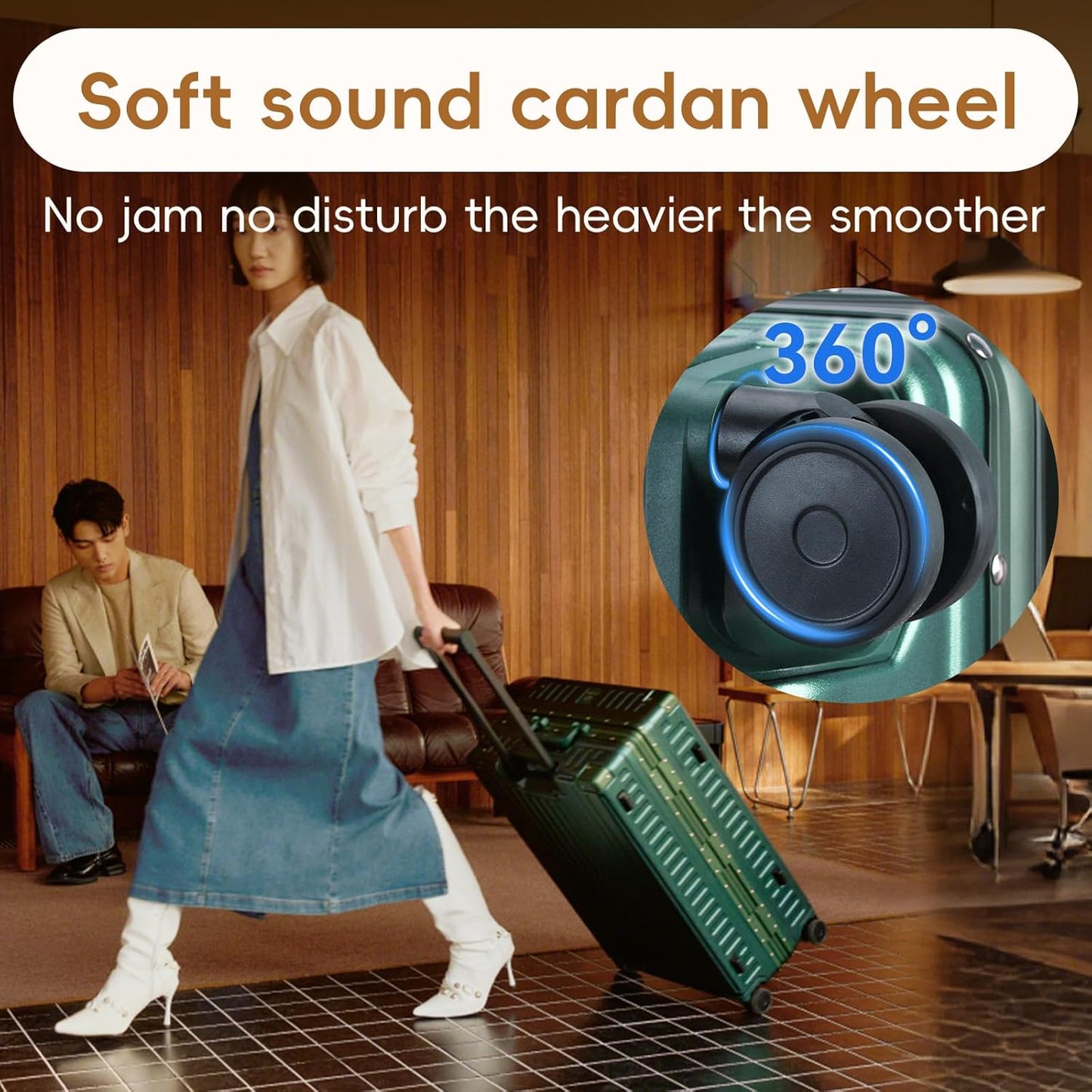 ROAMING Zipperless Luggage 24 Inch with Aluminum Frame, 3-Layer PC Trunk-Medium Lightweight Hard Shell Suitcase with Spinner Wheels, Metal Travel Luggage with Double TSA Locks, Dark Night Green