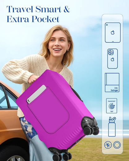 Slohif Luggage Cover for Suitcase Tsa Approved Protector - Luggage Sleeve Suit Case Cover Travel Stretch Large Baggage Case Protective Washable Fit 29-30 Inch Purple