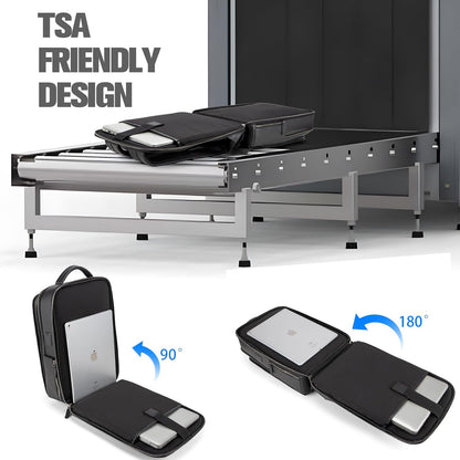 Tzowla Leather Laptop Backpack, Bag for Men and Women,Business Travel Work Rucksack Fits 15.6 Inch Laptop,Bookbag with USB and Type-C Charging Port-Black