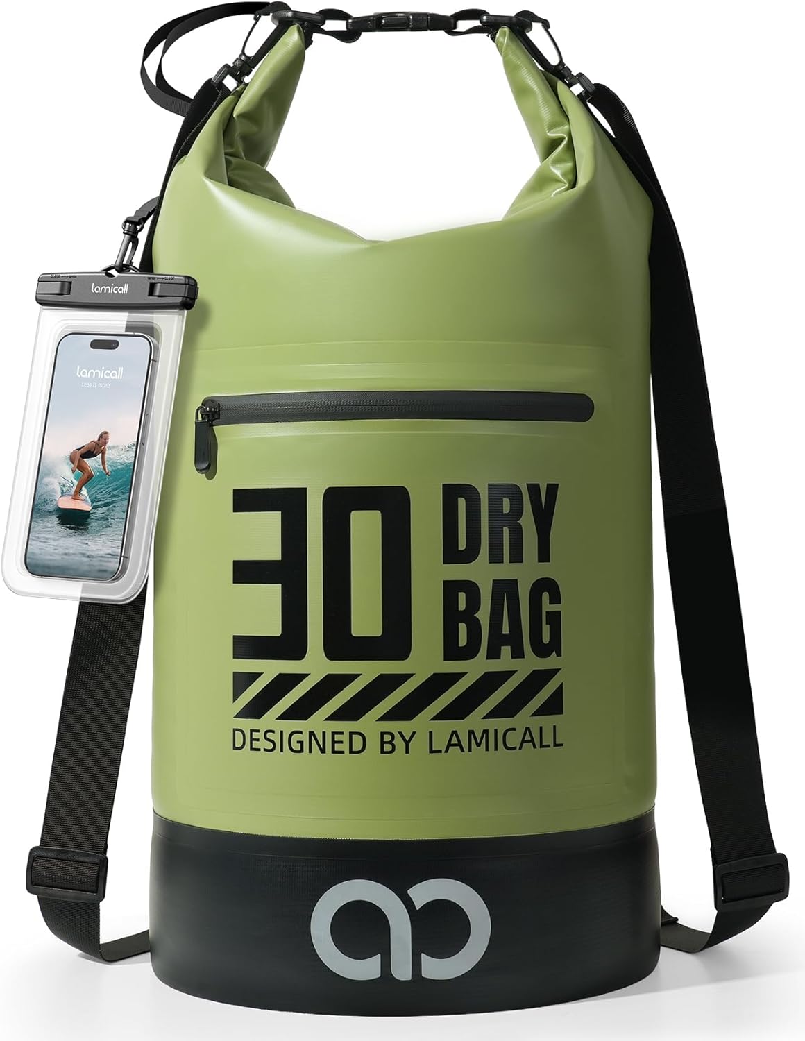 Lamicall Dry Bag Waterproof Backpack - [Zippered Pocket] 5L/10L/20L/30L/40L Roll Top Waterproof Bag with Water Proof Phone Pouch, Floatable Drybag for Swimming, Boating, Kayaking, Camping, Beach