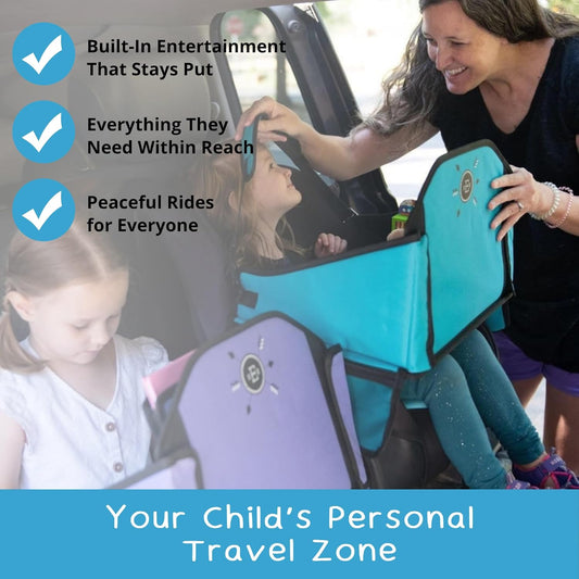 Kids Travel Tray for Car Seat – Teal – The Essential Travel Lap Desk with Removable Tablet Holder, Built-In Storage, and Stabilized Panels, Must Have Car Tray for Kids on Road Trips