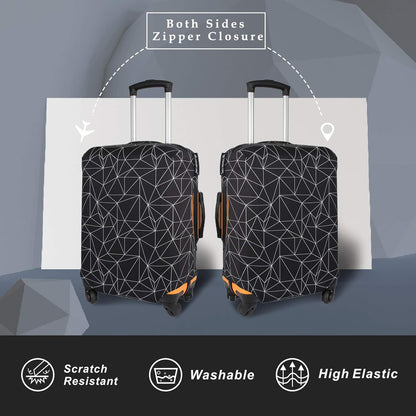 Explore Land Travel Luggage Cover Suitcase Protector Fits 23-26 Inch Case (Black Polygonal, M)