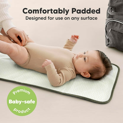 KeaBabies Portable Diaper Changing Pad, Easy Wipe Clean - Foldable Waterproof Baby Changing Mat for Diaper Bag, Compact, Lightweight, 25x13 Baby Changer Travel Essential, Machine Washable (Dark Olive)