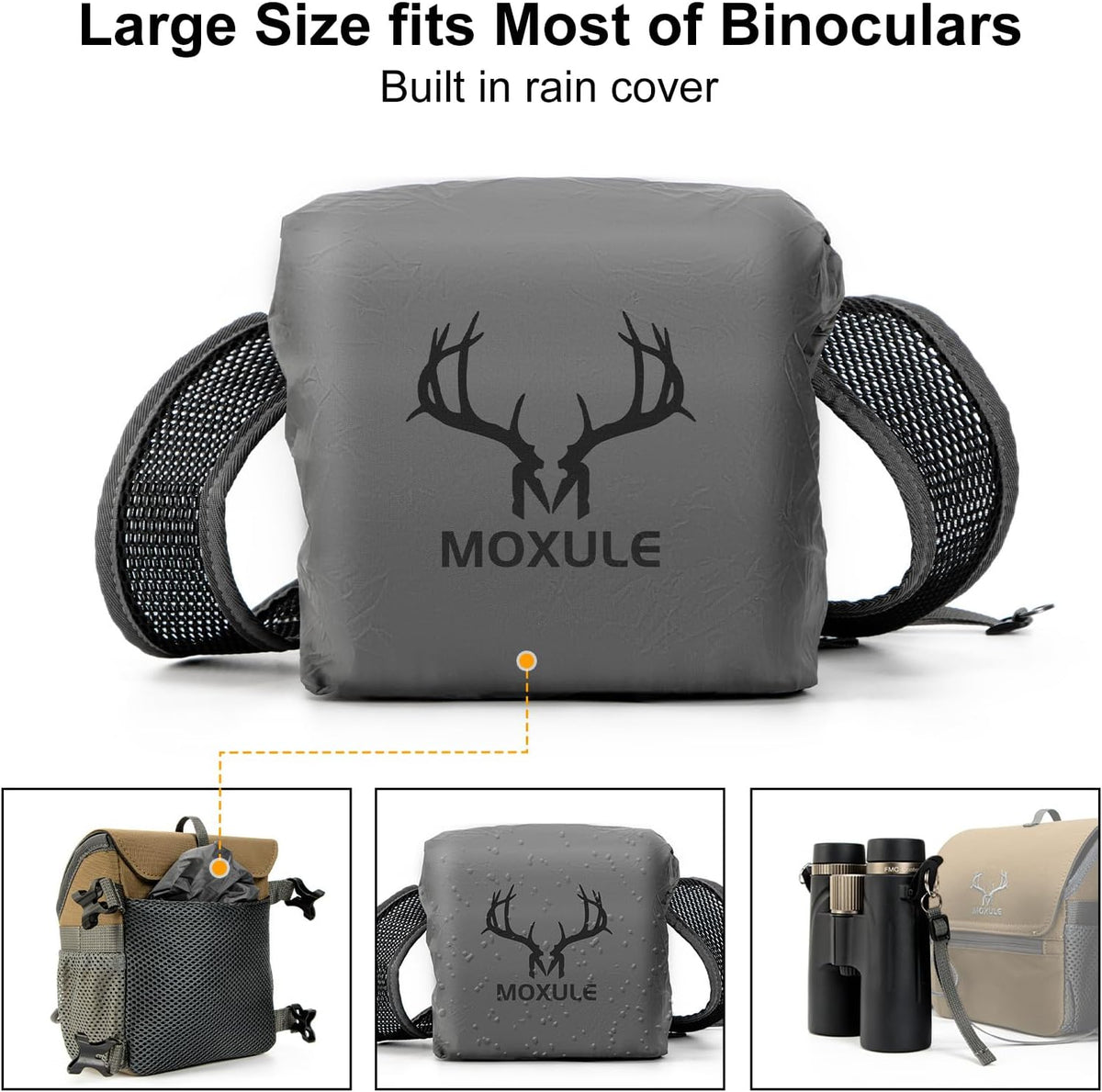 Binocular Harness Chest Pack: Bino Case with Magnetic Lid and Rain Cover for Hunting(Green)