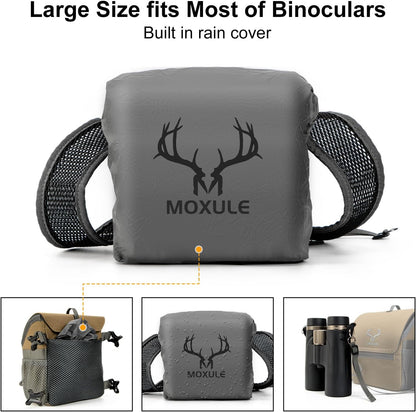 Binocular Harness Chest Pack: Bino Case with Magnetic Lid and Rain Cover for Hunting(Green)