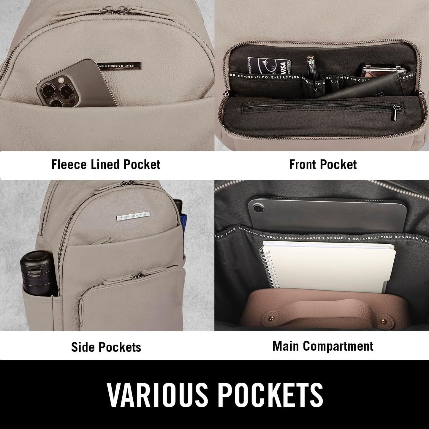 Kenneth Cole REACTION Marley Backpack, Taupe, 15" Laptop