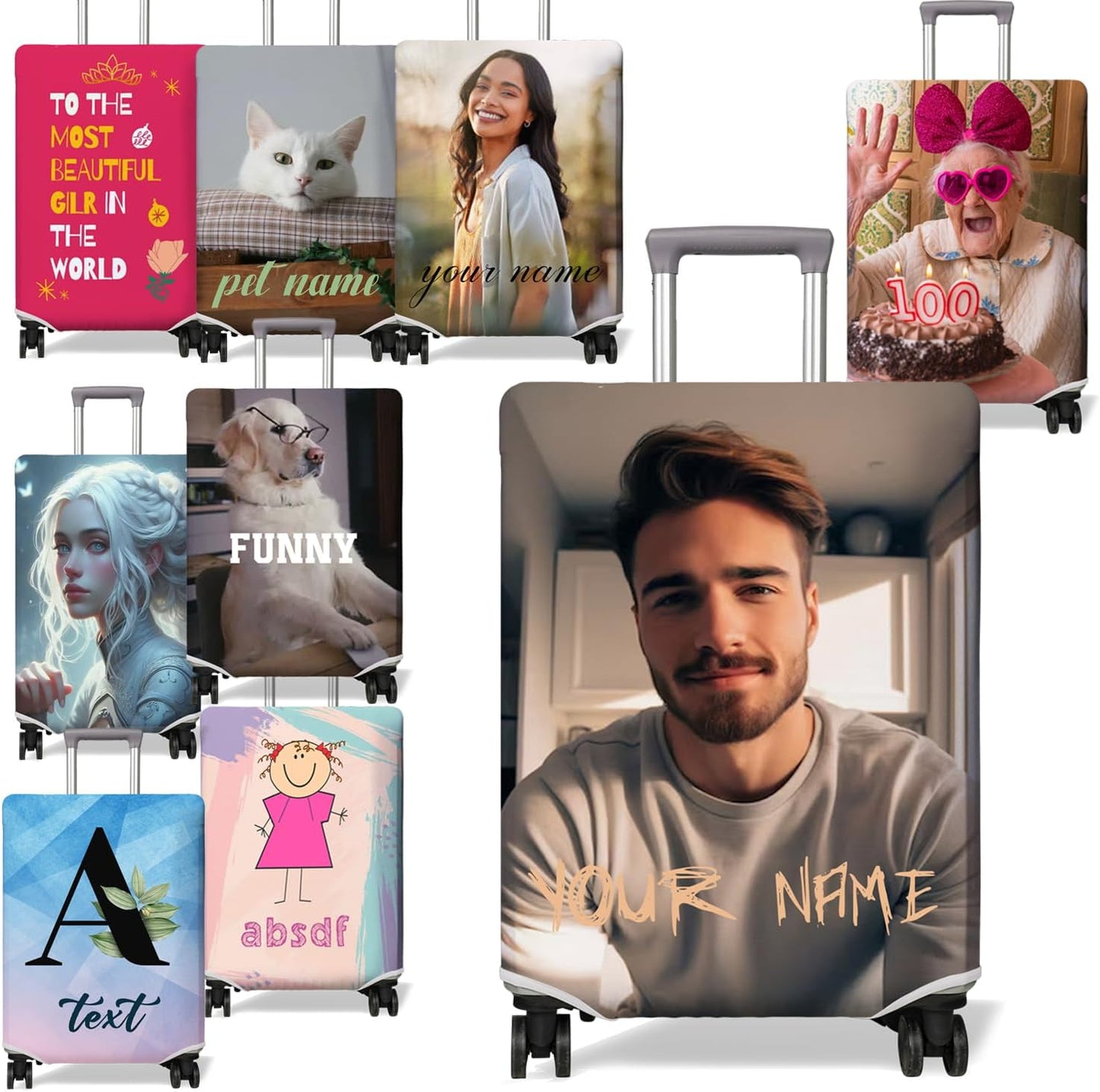 Travel Luggage Cover Suitcase Protector Fits 18-32 Inch Wheel Covers PatternedTravel Related Items Flower Luggage Protector Elastic M