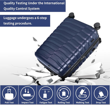 Lightweight Luggage with Spinner Wheels & YKK Zipper, 3-Piece Suitcase ABS+PC Hardside Hard Shell Luggage Sets with TSA Lock for Men, Dark Navy Blue (20+24+28 inch)