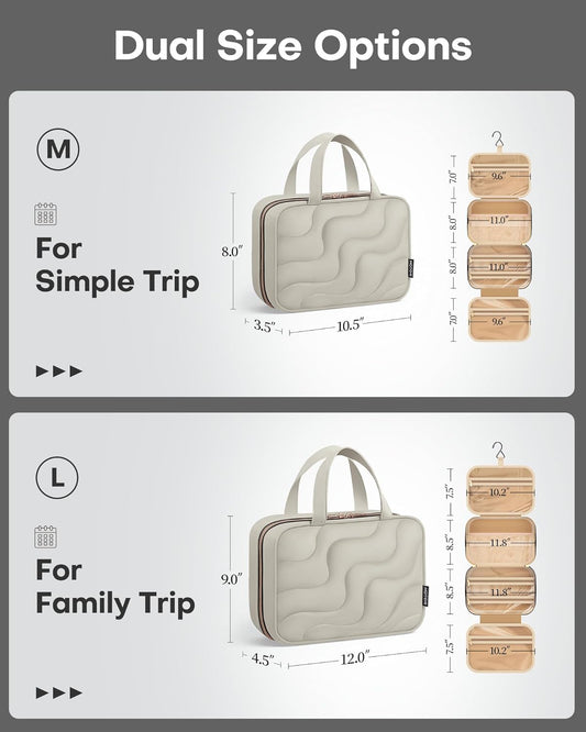 HOTOR Hanging Toiletry Bag - Spacious Travel Toiletry Bag for Women & Men, Multi-Pocket Makeup Organizer, Travel & Cruise Essentials for Business Trip, Gym, Grayish Brown, 11.0" x 8.7" x 3.9"