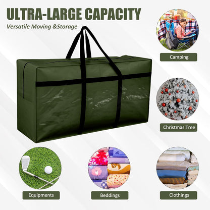 4 Pcs Large Moving Bags with Zipper and Handles Foldable Storage Duffle Bags Heavy Duty Extra Large Totes for College Dorm Travel Clothes Blankets Bedding Moving(96 Gallon,Green)