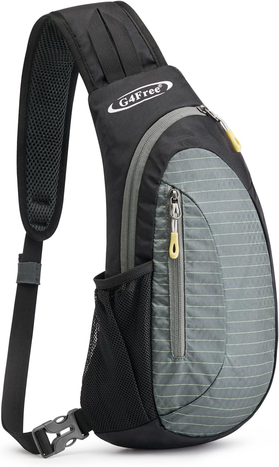 G4Free Sling Bag for Men Women, Small Crossbody Backpack Lightweight Chest Shoulder Bags for Travel, Outdoor and Sports (Black-grey)