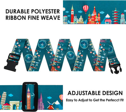 Adjustable Travel Luggage Strap Suitcase Belt Travel Bag Accessories 1.96 in W x 6.23 ft L