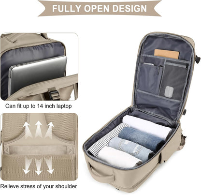 coowoz Travel Backpack For Women Men,Carry On Backpack,Hiking Backpack Waterproof Outdoor Sports Rucksack Casual Daypack travel essentials（Khaki）