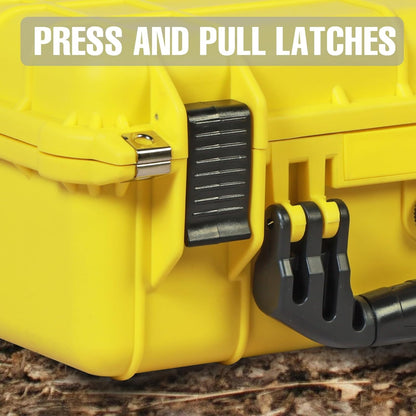 16x 12.8x 6.8 Inch Hard Case, Portable Weather Waterproof Protective Camera Case with Customizable Foam, Fit Use of Drones, Camera, Equipments, Yellow