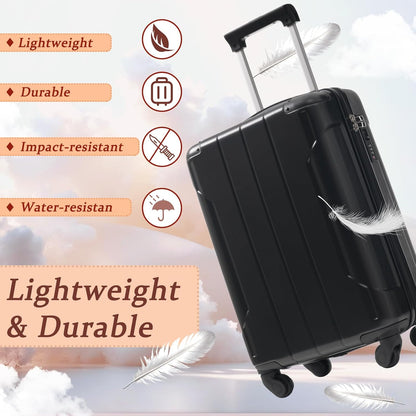 Merax Carry on Luggage Set, 20 Inch Hardshell ABS Suitcase with Spinner Wheels, Built-in TSA Lock & 2 Packing Cubes Airline Approved for Business Weekend Travel