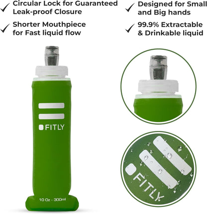 FITLY Soft Flask - Shrink As You Drink Soft Water Bottle for Hydration Pack - Folding Water Bottle Ideal for Running, Hiking, Cycling, Climbing & Rigorous Activity